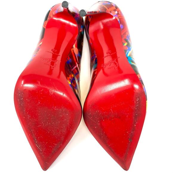 CHRISTIAN LOUBOUTIN HOT CHICK MULTICOLOR PATENT LEATHER HEELS 38 - Picture 8 of 9